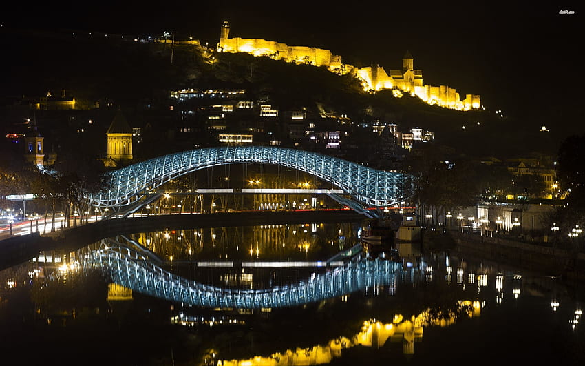 Tbilisi Peace Bridge at night - World, Tiflis HD wallpaper