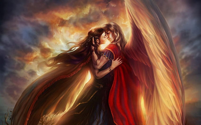 Pocałunek pary w zakochanym niebie - favimwalls. Niebo, miłość bliźniaczego płomienia, znaczenie duszy Tapeta HD