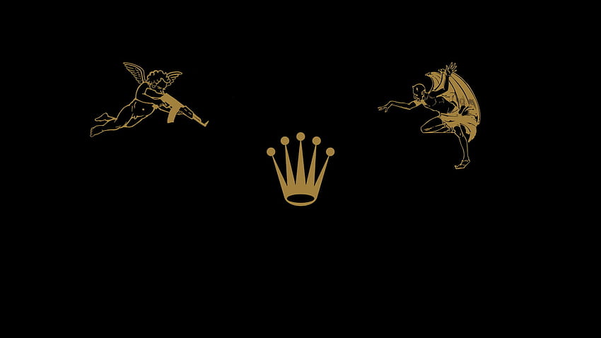 Лого на Rolex, лого, черен фон, рисунка, Rolex. Flare, Rolex Art HD тапет
