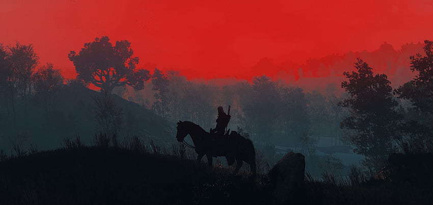 The Witcher 3 Geralt Silhouette, Jogos, , , Plano de fundo e, Witcher 3 Red papel de parede HD
