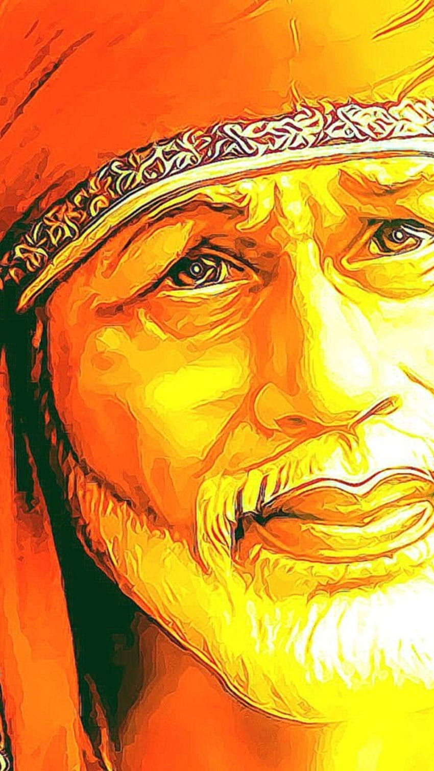 Sai Baba , Beautiful Sketch, beautiful, sketch, sai baba, yellow ...