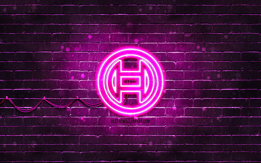 Logo violet Bosch, mur de briques violet, logo Bosch, marques, logo néon Bosch, Bosch Fond d'écran HD