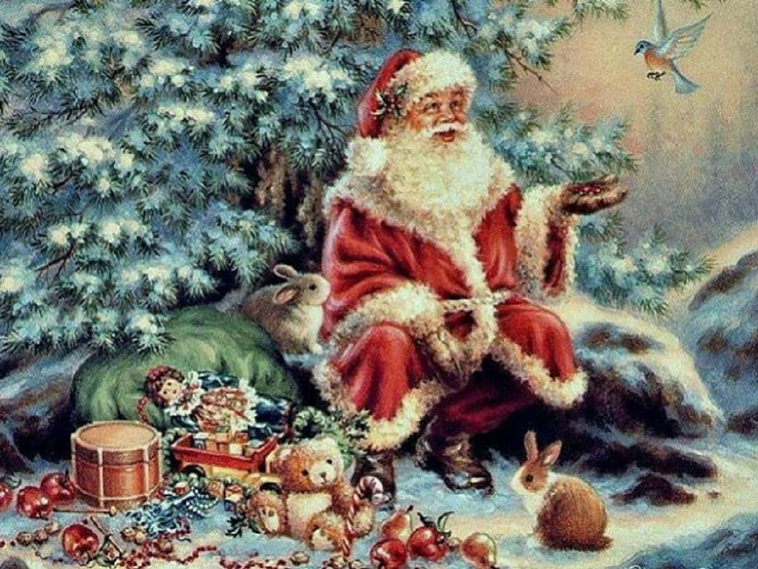 Frohe Weihnachten, Weihnachtsmann, Winter, Weihnachten HD-Hintergrundbild