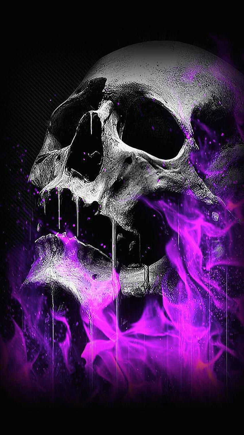 pink flaming skull, Black and Purple Skull HD phone wallpaper