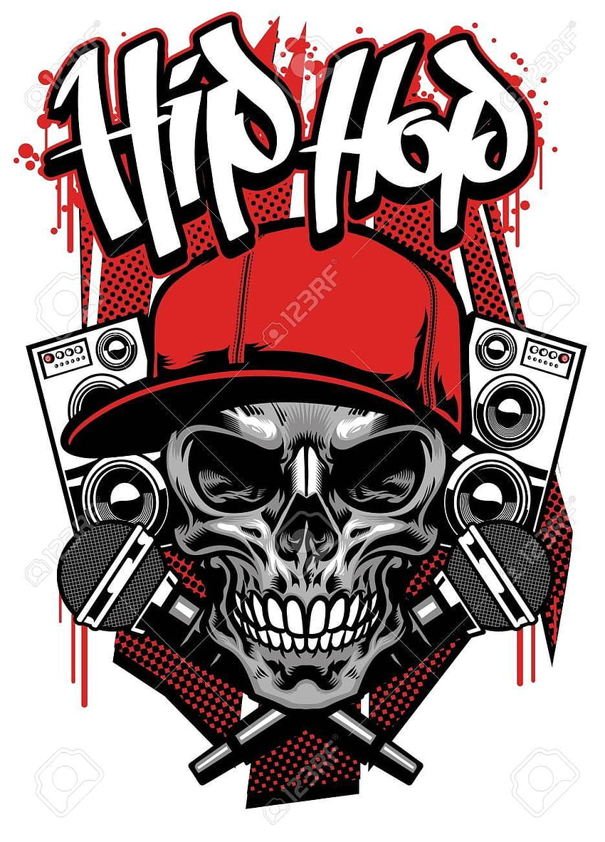 Diseño de camiseta de Hiphop Skull fondo de pantalla del teléfono
