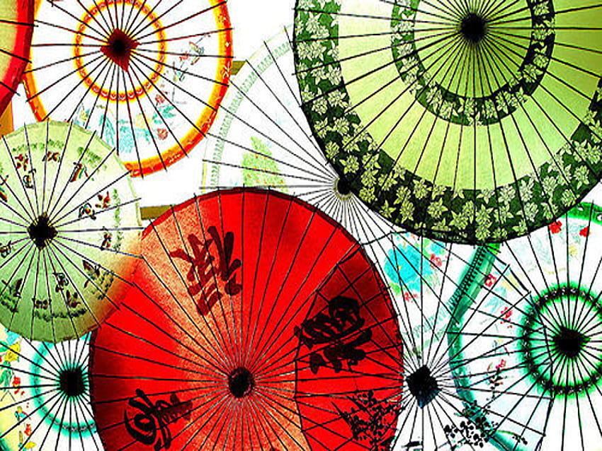 Sombrillas de papel, paraguas, japonés, color, asiático, sombrilla, chino fondo de pantalla
