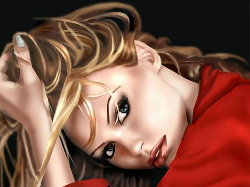Beautiful Face, red lips, blue eyes, woman, beauty HD wallpaper