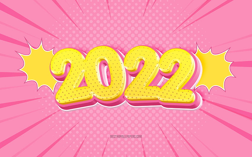 2022 Neujahr, 2022 rosa Hintergrund, 2022 Bursts Hintergrund, 2022 Konzepte, frohes neues Jahr 2022, isometrische Kunst, 2022, rosa isometrischer 2022 Hintergrund HD-Hintergrundbild