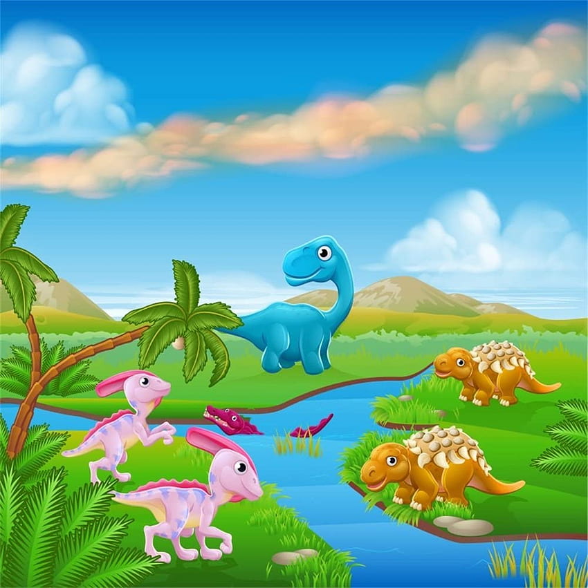 LFEEY ft Cartoon Jurassic World di dinosauri Cute Wild Baby Dinosaurs Scena Bambini Bambini Gilrs Boys Birtay Party graphy Studio Puntelli Sfondo del telefono HD