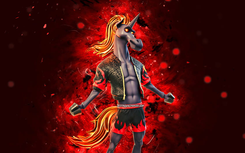 Flame Roasted Fabio Sparklemane, , red neon lights, Fortnite Battle Royale, Fortnite characters, Flame Roasted Fabio Sparklemane Skin, Fortnite, Flame Roasted Fabio Sparklemane Fortnite HD wallpaper
