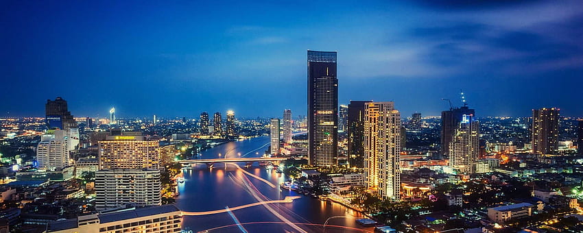 bangkok Tajlandia miasto nocą Bangkok i naturalny Tapeta HD