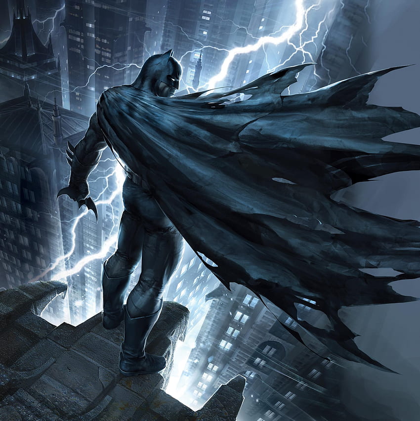 Batman, дъжд, DC Comics, буря, супергерои, Gotham City, произведения на изкуството, пелерини, Batman The Dark Knight, Gotham, градове, The Dark Knight Returns - HD тапет за телефон