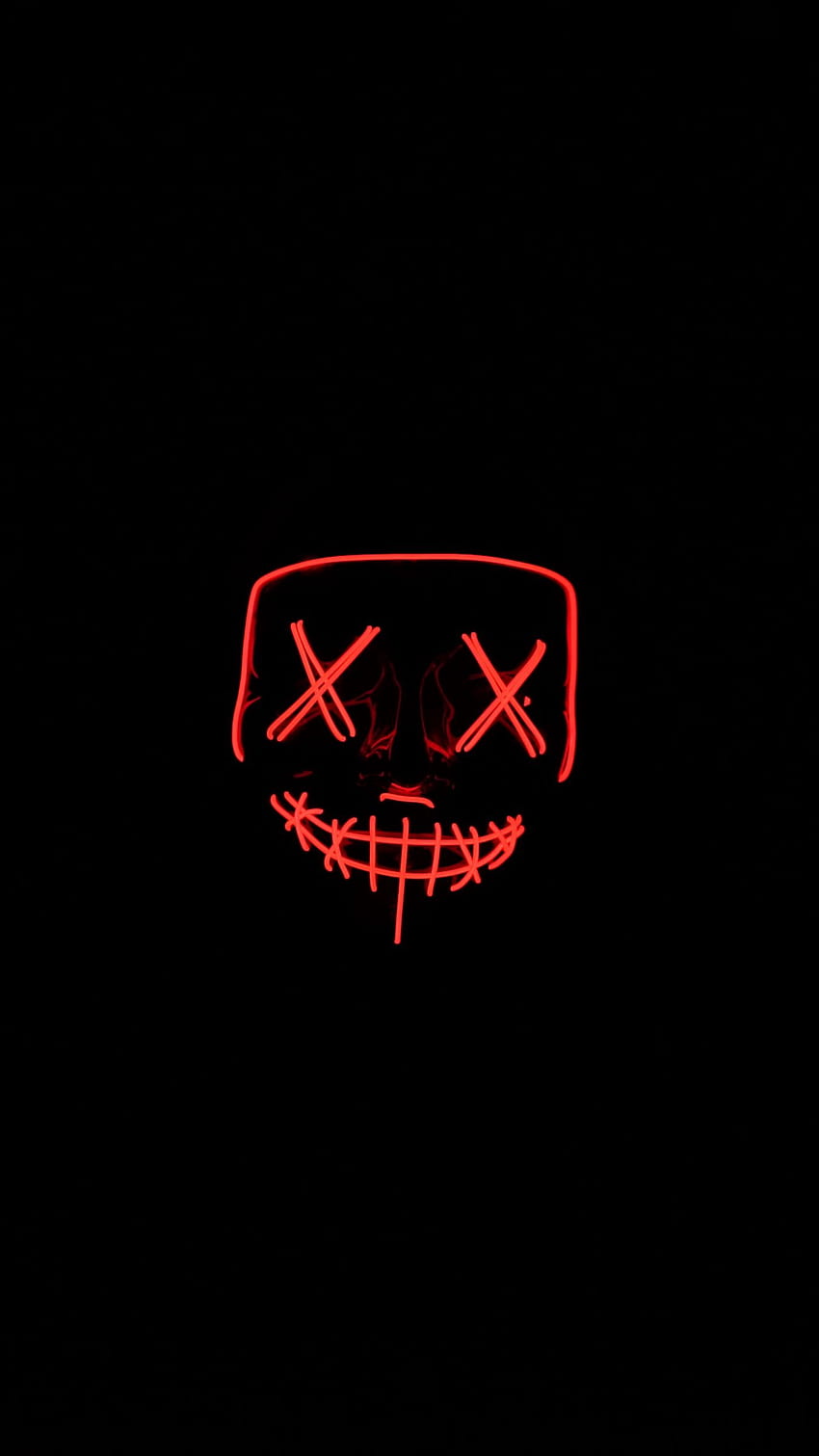 mask, neon, red, dark, darkness iphone 8+/7+/6s+/for parallax background, Neon Purge HD phone wallpaper