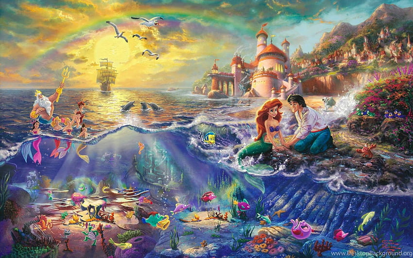 Thomas Kinkade Disney Cartoon Fairytale Mermaid Background HD wallpaper |  Pxfuel