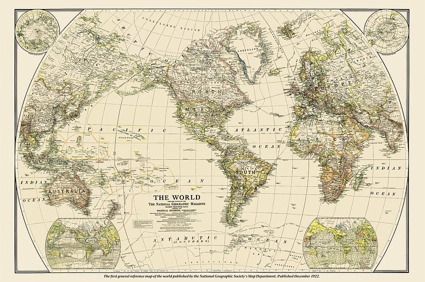 NGS 125 1922 世界 - ナショナル ジオグラフィック、ナショナル ジオグラフィックの世界地図 高画質の壁紙