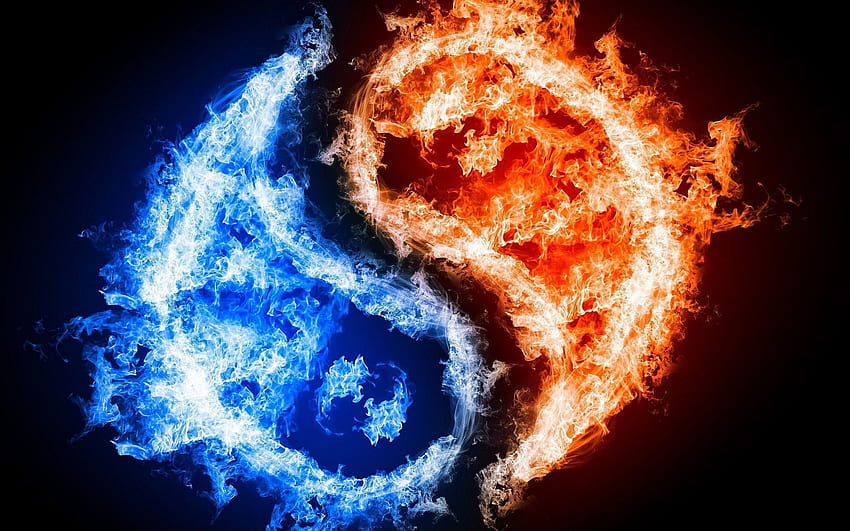 Cool Blue Fire Dragon, Cool Blue and Red HD wallpaper