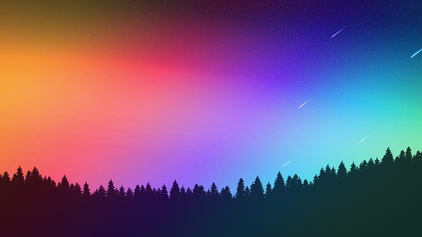 Open Sky Trees Aurora Resolution , , Background, and HD wallpaper