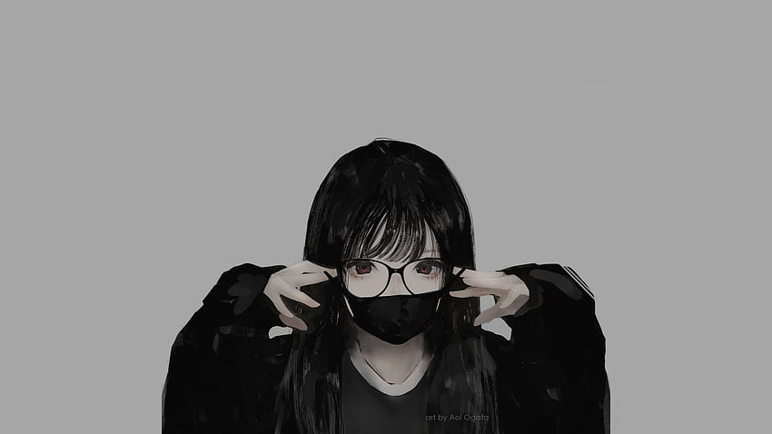Chicas anime con máscaras negras, máscara blanca y negra Anime fondo de pantalla