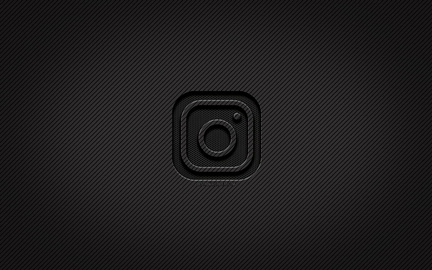 Карбоново лого на Instagram, , гръндж изкуство, карбонов фон, творчески, черно лого на Instagram, социална мрежа, лого на Instagram, Instagram HD тапет
