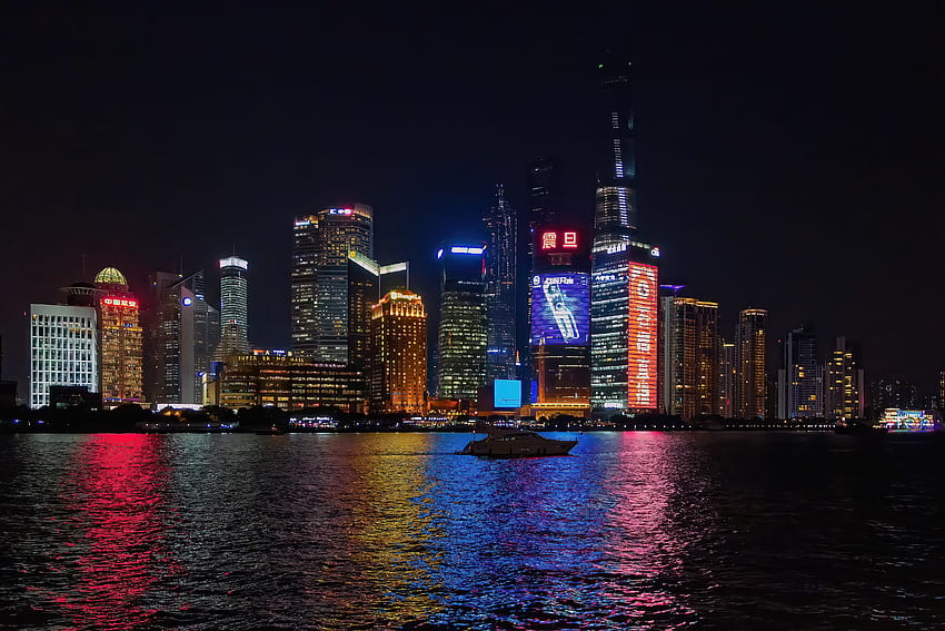 Shanghai night, buildings HD wallpaper