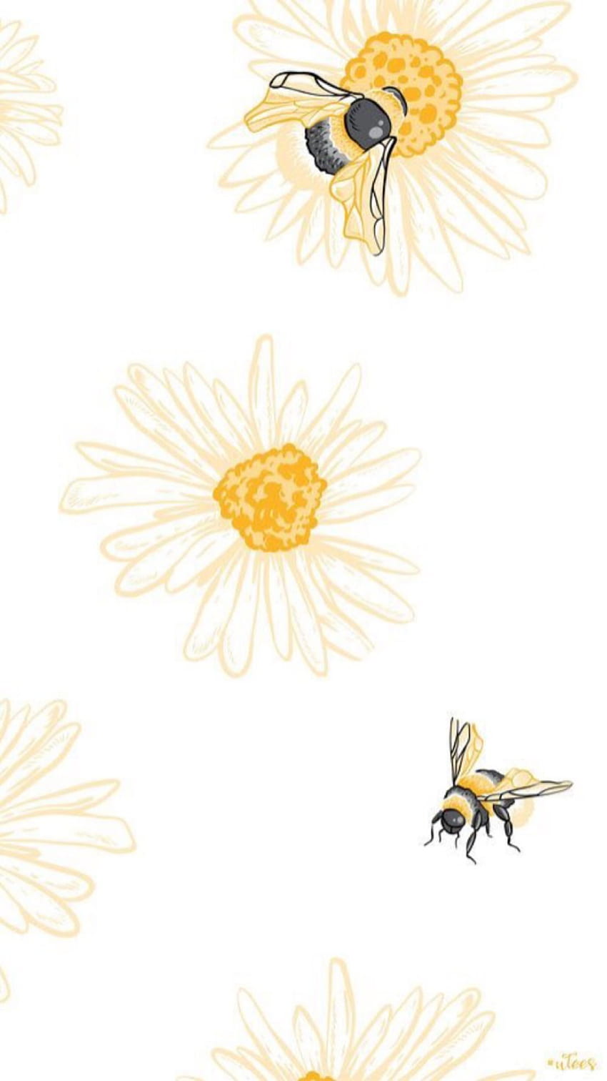 Download Pastel Yellow Aesthetic With Bee Wallpaper  Wallpaperscom