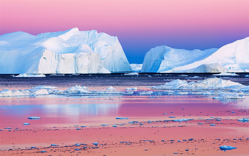 Impresión gráfica Icebergs in Disko Bay - Frank Krahmer en 2021. Paisaje ártico, Viajes a Groenlandia, Maravillas del mundo, Círculo polar ártico fondo de pantalla