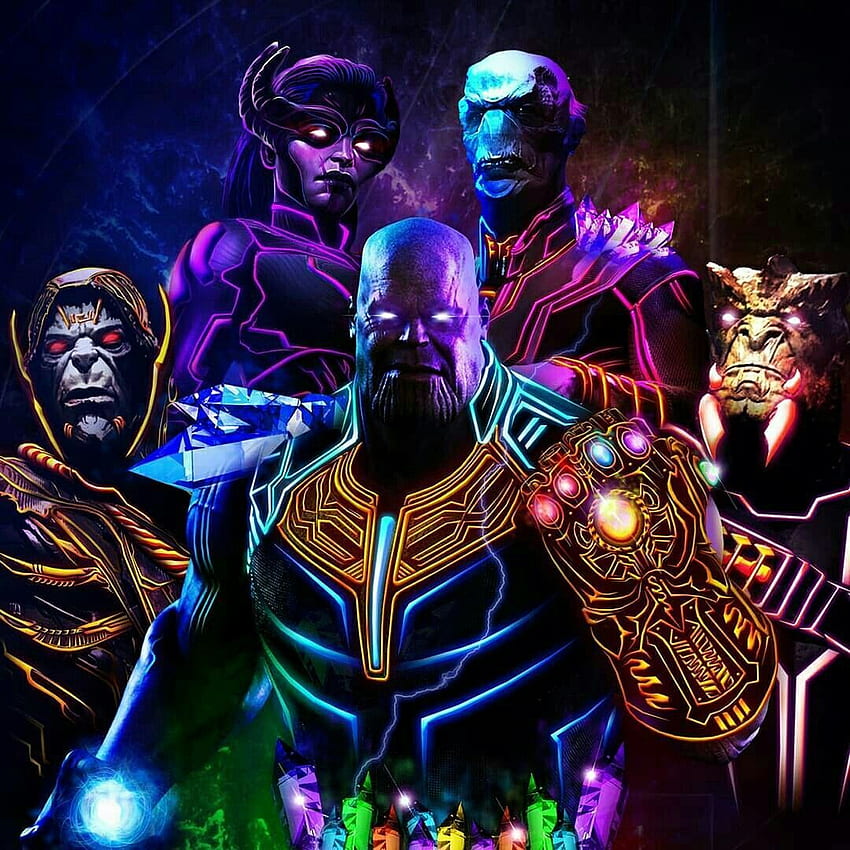 Thanos y la Orden Negra. Villanos de Marvel, Superhéroes de Marvel, Arte de Marvel, Thanos Neon fondo de pantalla del teléfono