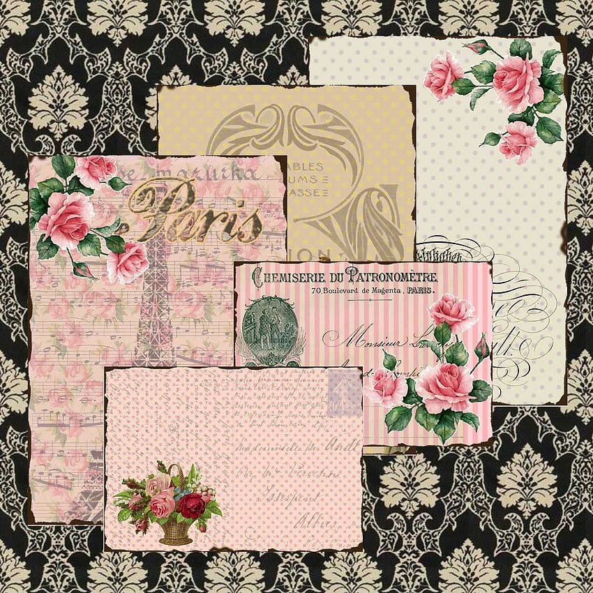 Shabby Chic Vintage FRENCH Paris Ephemera BACKGROUND Papers 331 Postcards ATCs ACEOs Crafts, Scrapbook Cards, Instant HD phone wallpaper
