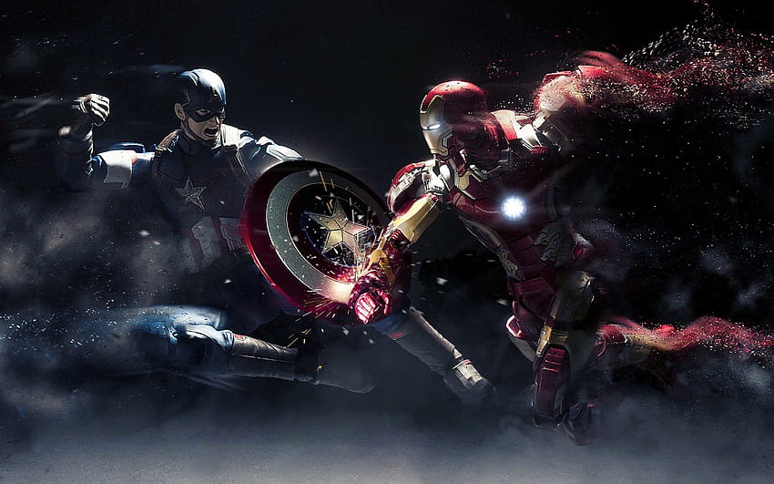 Captain America, Iron Man, Fight, Fan art, , Movies HD wallpaper