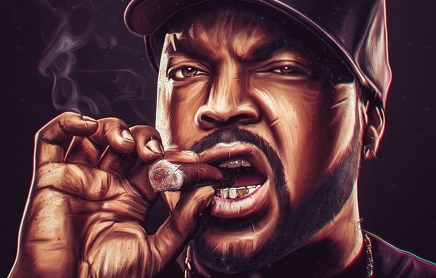 Kette, Männlich, Ice Cube, Zigarre, Rapper für , Abschnitt живопись, Ice Cube Rapper HD-Hintergrundbild