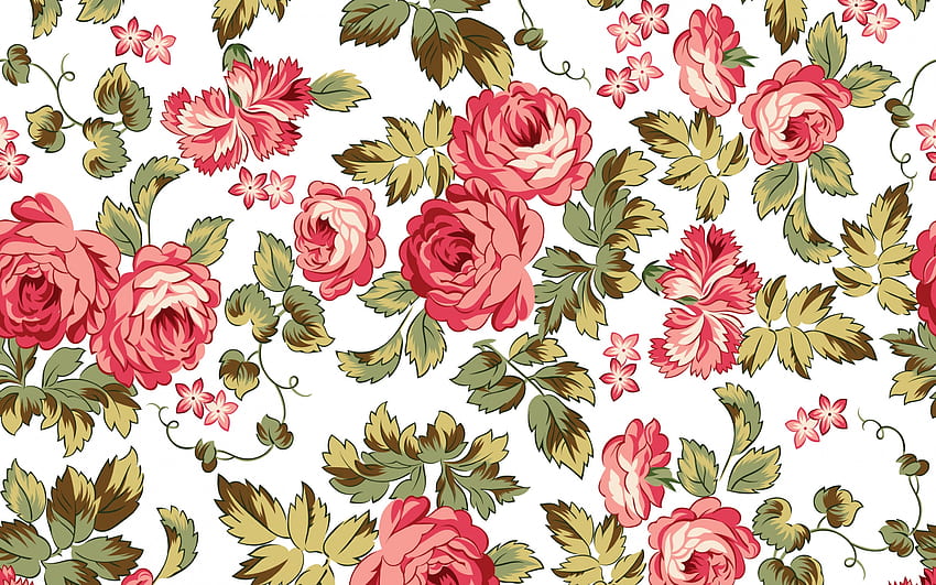Tekstur, mawar, merah muda, bunga, hijau, kertas, pola Wallpaper HD