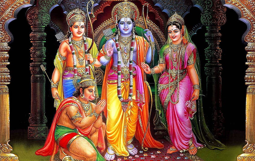 Pan Hanuman z Ram Sita i Lakszmanem, Laxman Tapeta HD