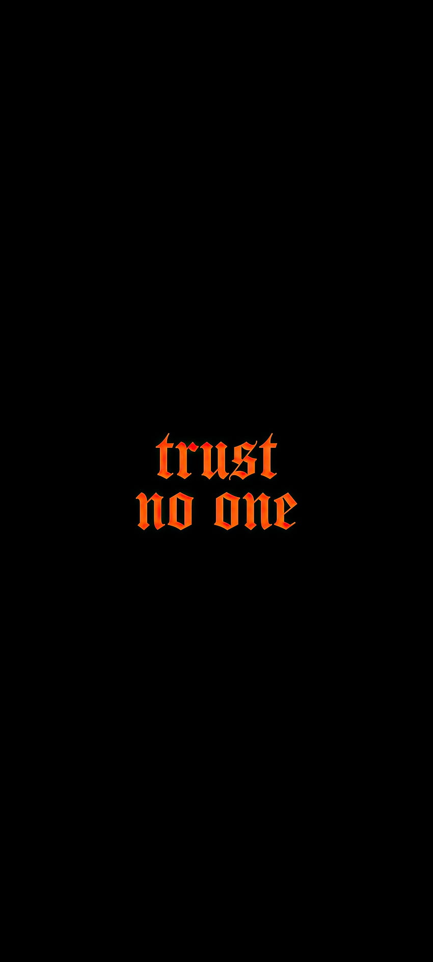 Trust No One, orange, no trust, amoled, , black, oled, spiritual, simple, none, saying HD phone wallpaper