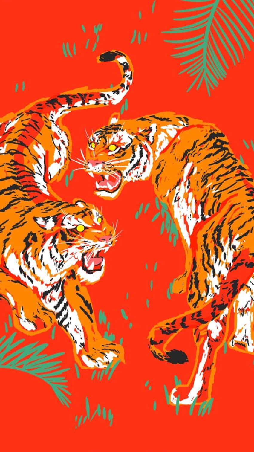 tiger aesthetic orange red iphone. Art, Tiger art, Tiger HD phone wallpaper