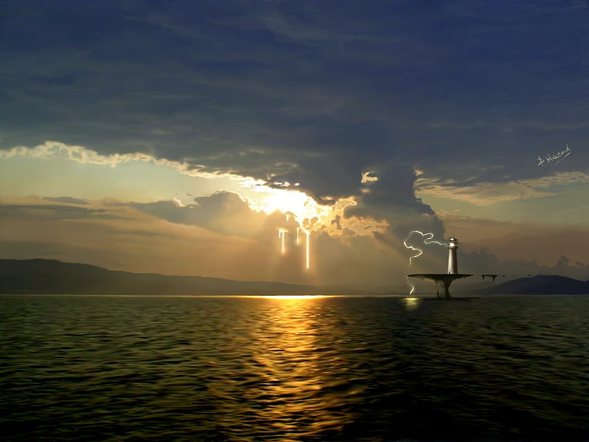 Kraj, woda, niebo, morze Tapeta HD