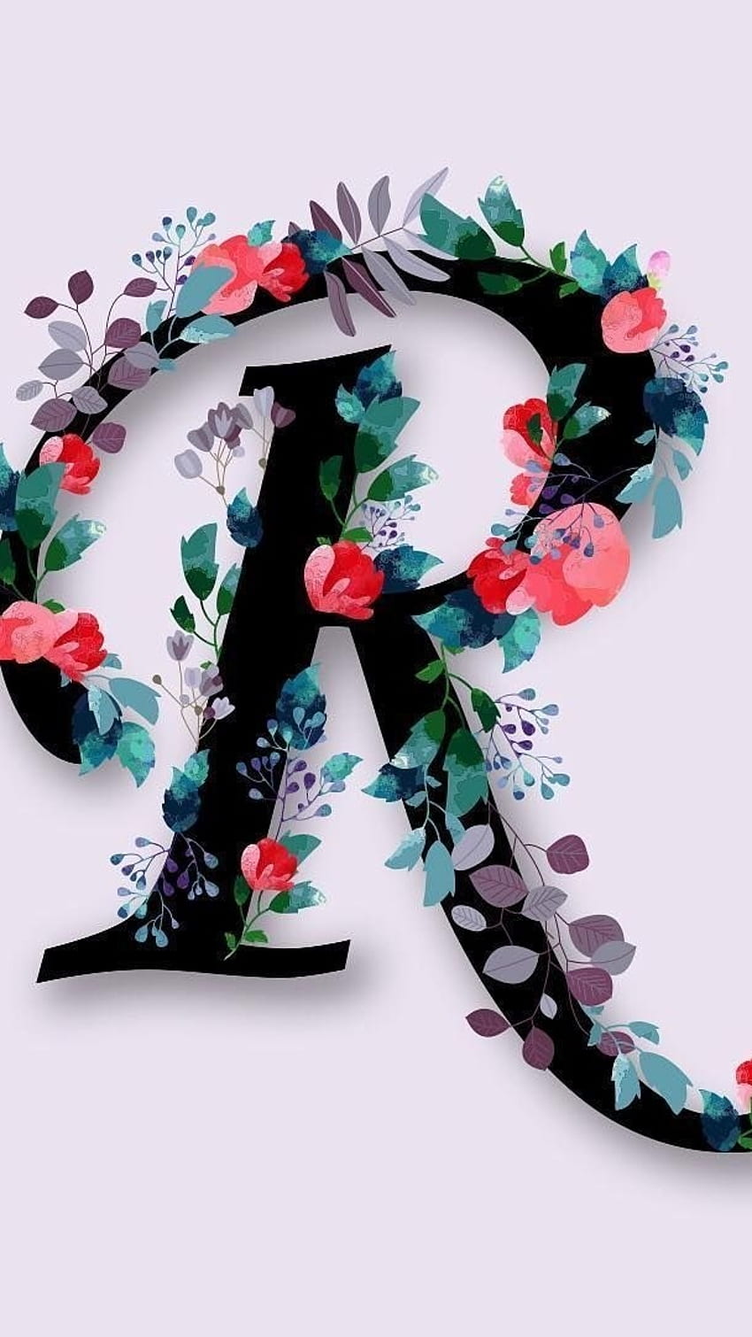 Litera R, kwiaty, projekt Tapeta na telefon HD