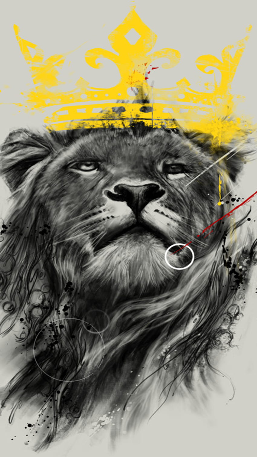 라이온 킹 일러스트레이션 - 왕관을 쓴 왕 사자 - -, 왕관 iPhone HD 전화 배경 화면