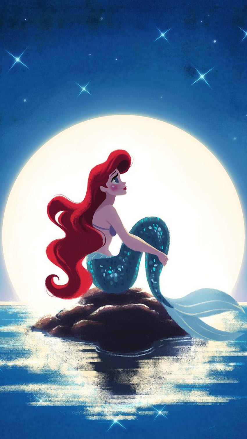 Ariel iPhone Disney Princess, Minimal Mermaid Papel de parede de celular HD