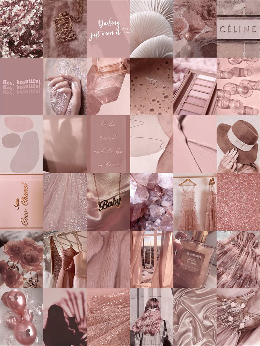 Rose Gold Wall Collage Kit, Dusty Rose Aesthetic, Soft Boujee Pink Collage, DIGITAL Prints, Aesthetic Room Decor, Instant 60 Pcs in 2021. Rose gold aesthetic, Gold aesthetic, Rose gold wallpaper ponsel HD
