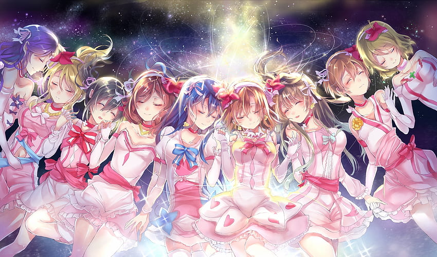 Love live!, cute, all anime girls, closed eyes HD wallpaper