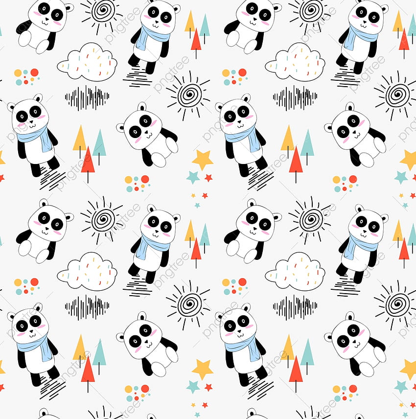 Patrón sin costura vectorial con patrón de panda lindo para tela Ropa de bebé Papel de regalo textil de y otra decoración, Panda, sin costuras, animal para fondo de pantalla del teléfono