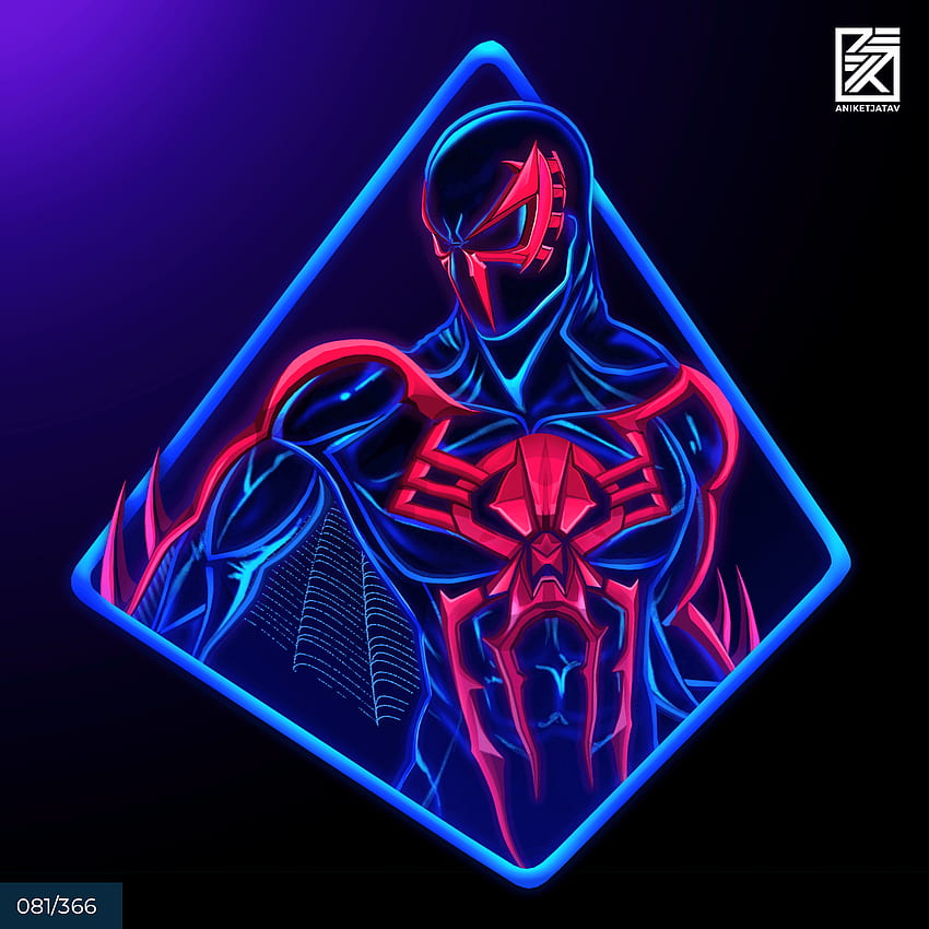 Spider-Man 2099-Kunstwerk. Als Teil meiner neuesten Spider Man PS4 Artwork-Serie gemacht. Eine Maske tragen. Pass auf dich auf! : SpidermanPS4, Spiderman Neon HD-Handy-Hintergrundbild