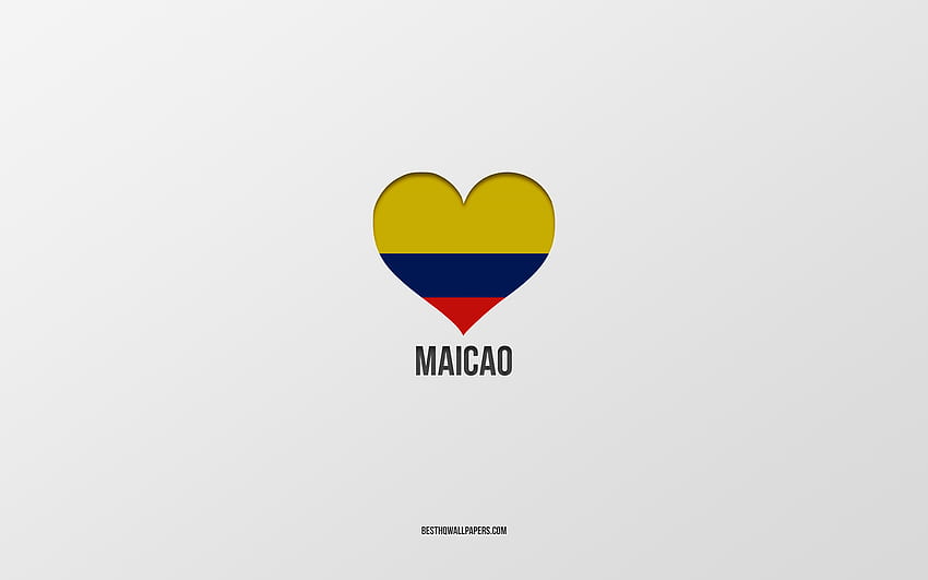 I Love Maicao, Colombian cities, Day of Maicao, gray background, Maicao, Colombia, Colombian flag heart, favorite cities, Love Maicao HD wallpaper