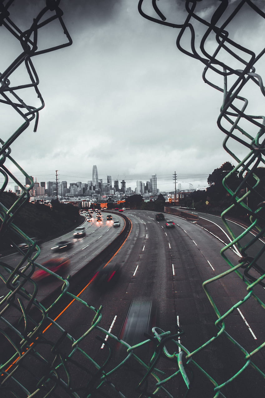 Cities, City, Road, Movement, Traffic, Fence HD phone wallpaper