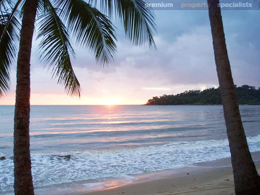 A Beautiful Sunset, lindo, palmeiras, pôr do sol, praia papel de parede HD