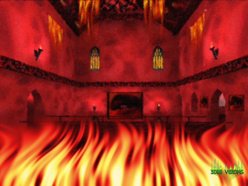 Castle Natas - 地獄へのポータル、ハロウィーン、地獄、怖い、炎、城、火 高画質の壁紙