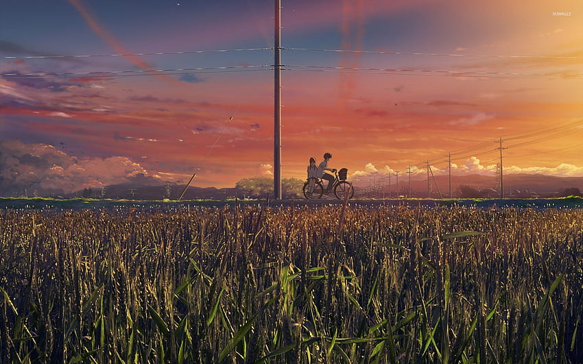 Young couple on a bike - Anime, Sunrise Anime HD wallpaper