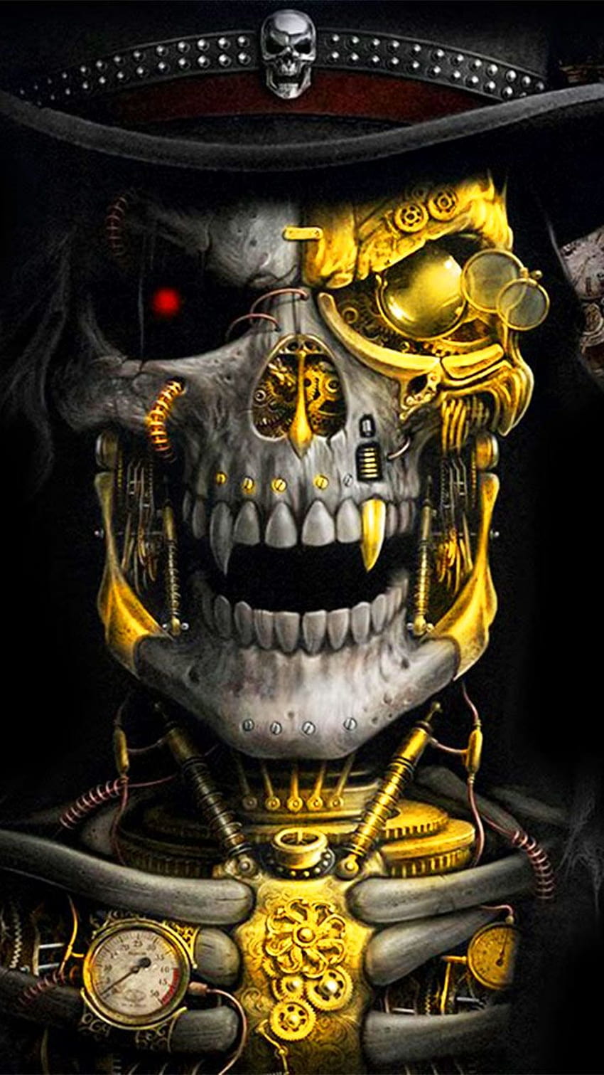 Tema de crânio de metal dourado de luxo. Crânio, Arte de caveira, Arte de caveira, Esqueleto de gangster Papel de parede de celular HD