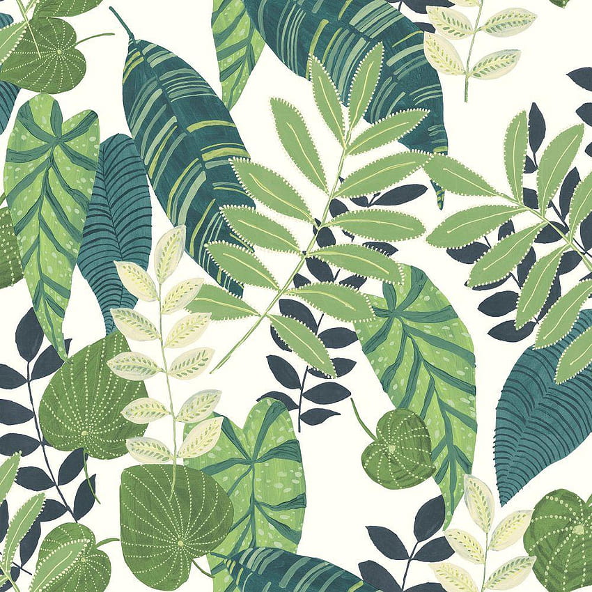 Sample Tropicana Leaves in Viridian and Dill from the Boho R – BURKE DECOR HD phone wallpaper