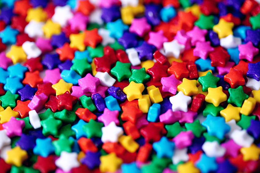 Candies , Multicolor, Star shape, Colorful, Rainbow colors, Sweet, Confectionery, graphy HD wallpaper